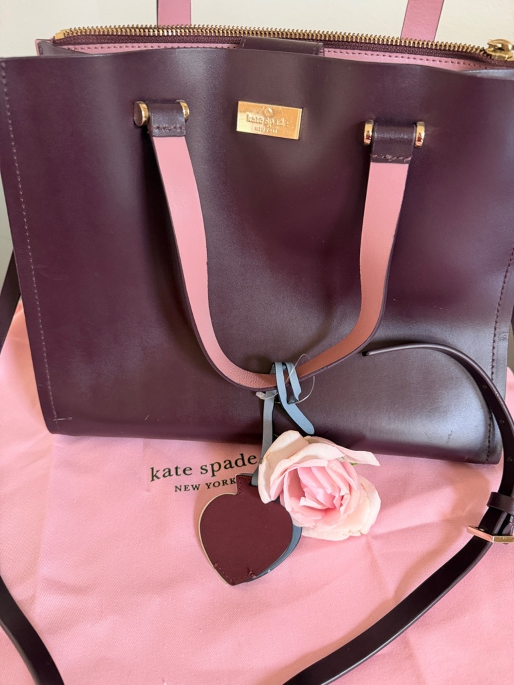 kate spade Two-Tone Burgundy and Pink Leather Tote